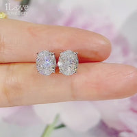 S925 1.9ct Oval Cubic Zirconia Earrings ILE013